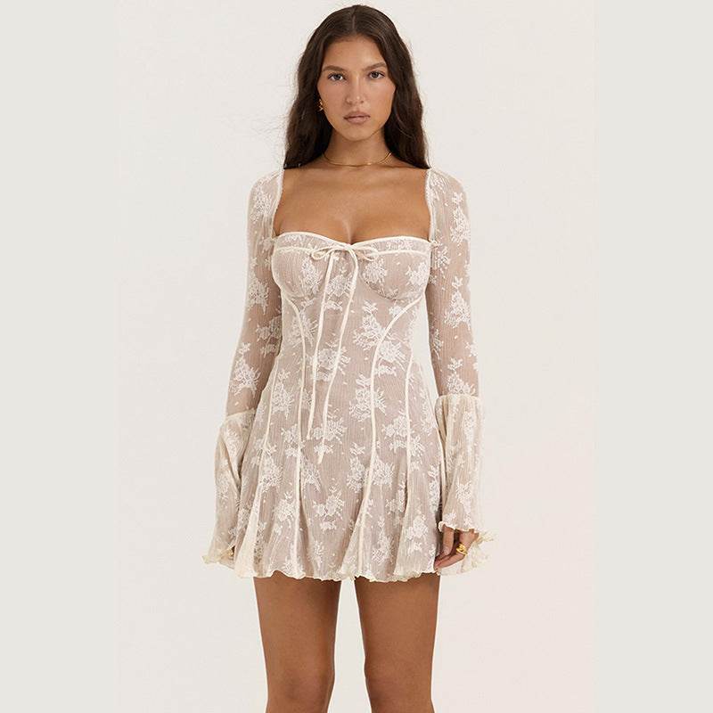 Robe en dentelle manches longues - JOLYUP
