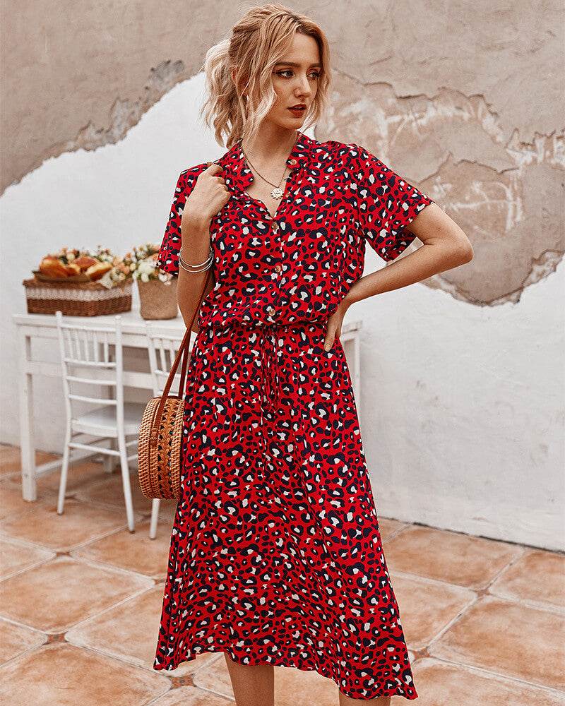 Robe chemise à pois manches courtes - JOLYUP