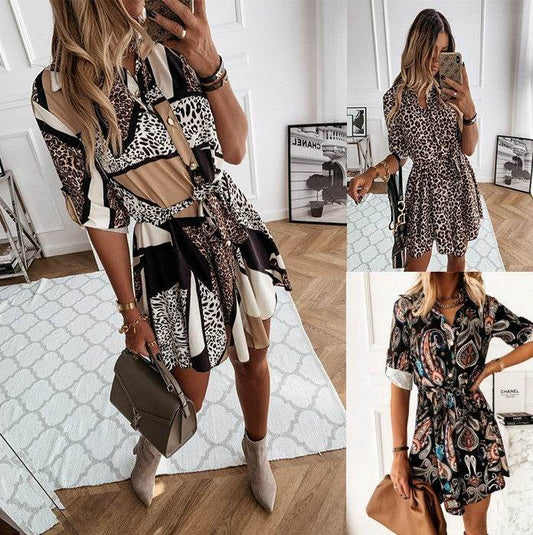 Robe Chemise Courte Femme à Imprimé Chic - JOLYUP