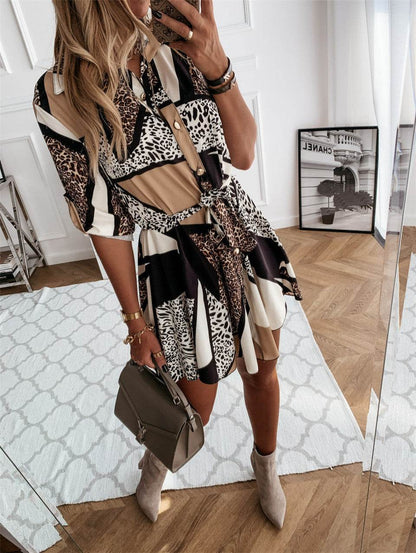 Robe Chemise Courte Femme à Imprimé Chic - JOLYUP
