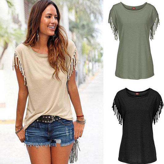 T-shirt femme à franges bohème - JOLYUP