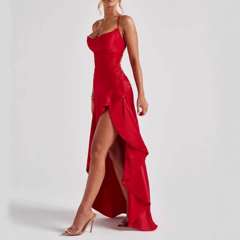 Robe Longue Satinée Élégance - JOLYUP