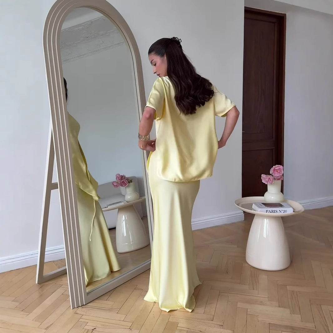 Ensemble Satin Élégant Jaune - JOLYUP