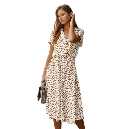Robe chemise à pois manches courtes - JOLYUP