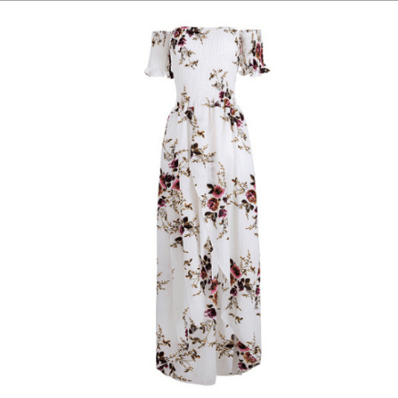 Robe longue fleurie épaules dénudées - JOLYUP