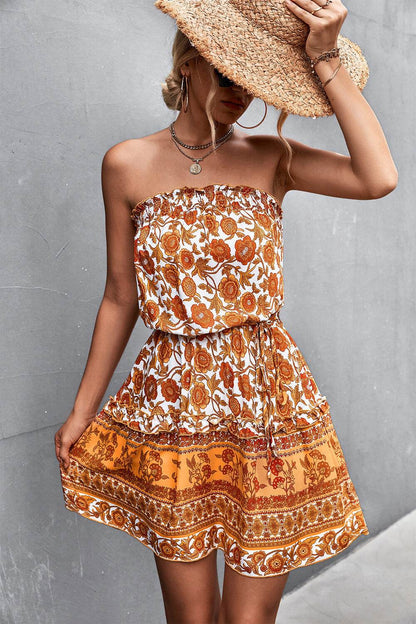 Robe bohème bustier fleurie été - JOLYUP