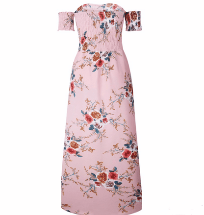 Robe longue fleurie épaules dénudées - JOLYUP