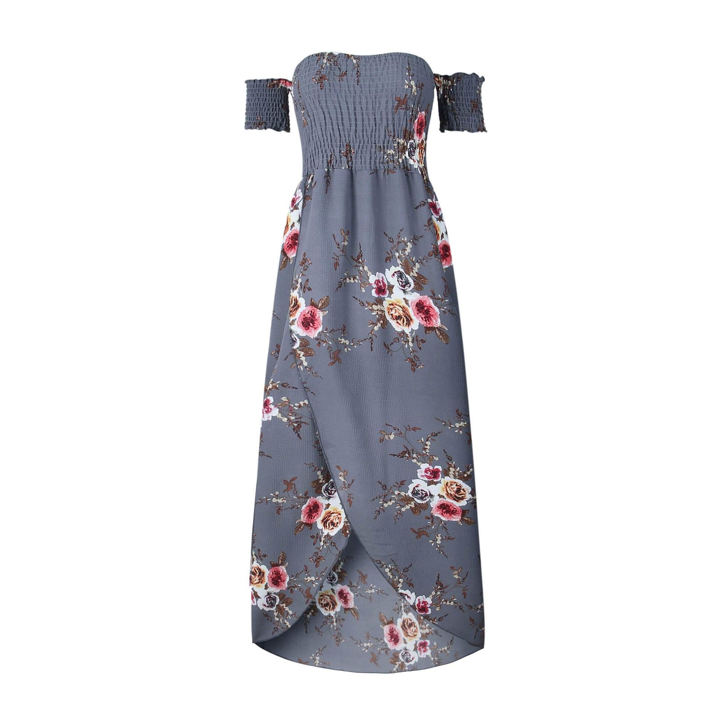 Robe longue fleurie épaules dénudées - JOLYUP