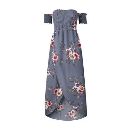 Robe longue fleurie épaules dénudées - JOLYUP