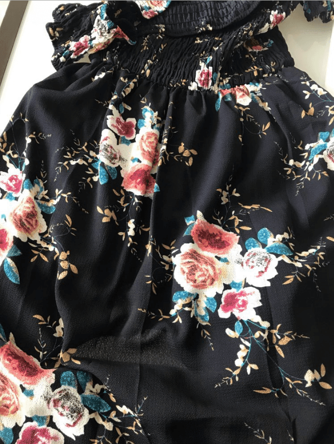 Robe longue fleurie épaules dénudées - JOLYUP