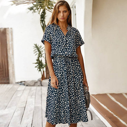 Robe chemise à pois manches courtes - JOLYUP