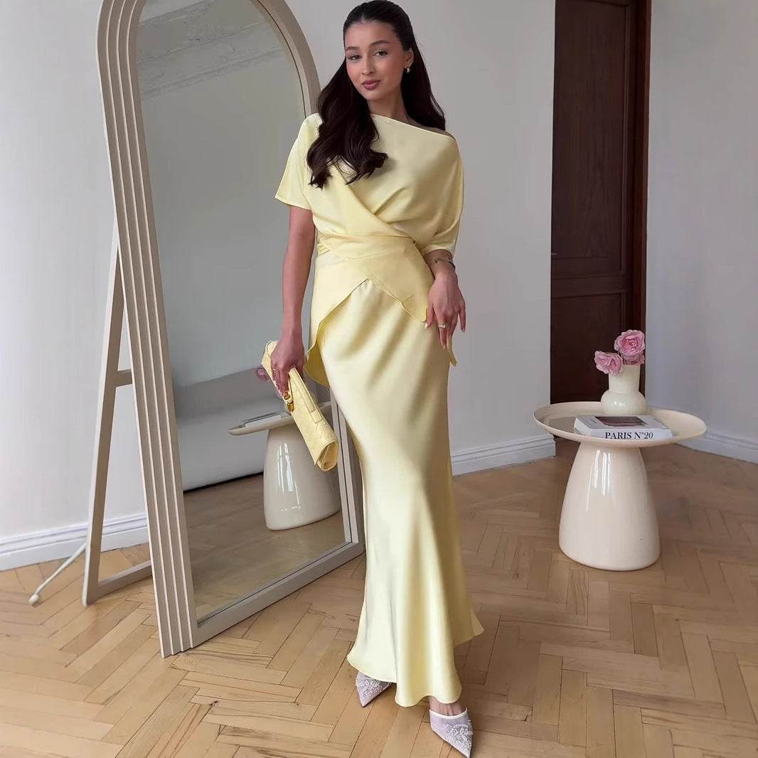 Ensemble Satin Élégant Jaune - JOLYUP
