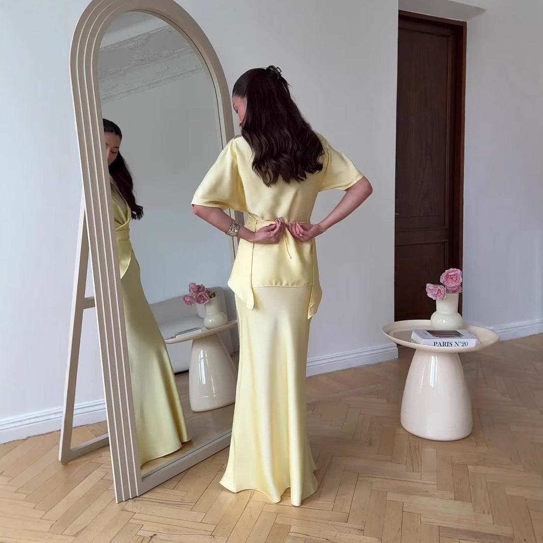 Ensemble Satin Élégant Jaune - JOLYUP