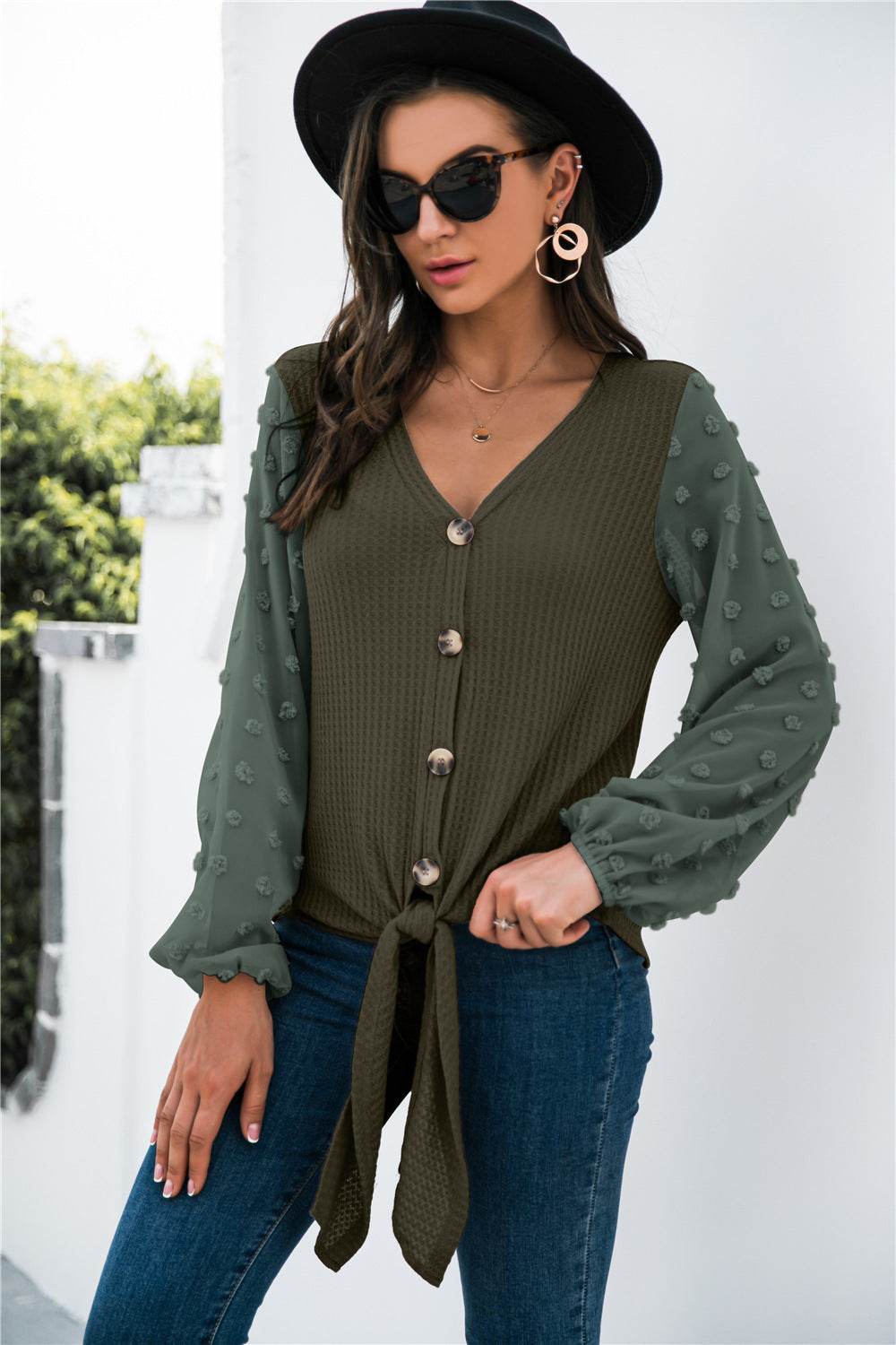 Blouse femme automne chic à manches transparentes - JOLYUP