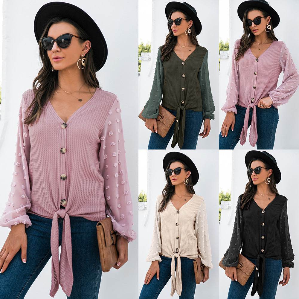 Blouse femme automne chic à manches transparentes - JOLYUP